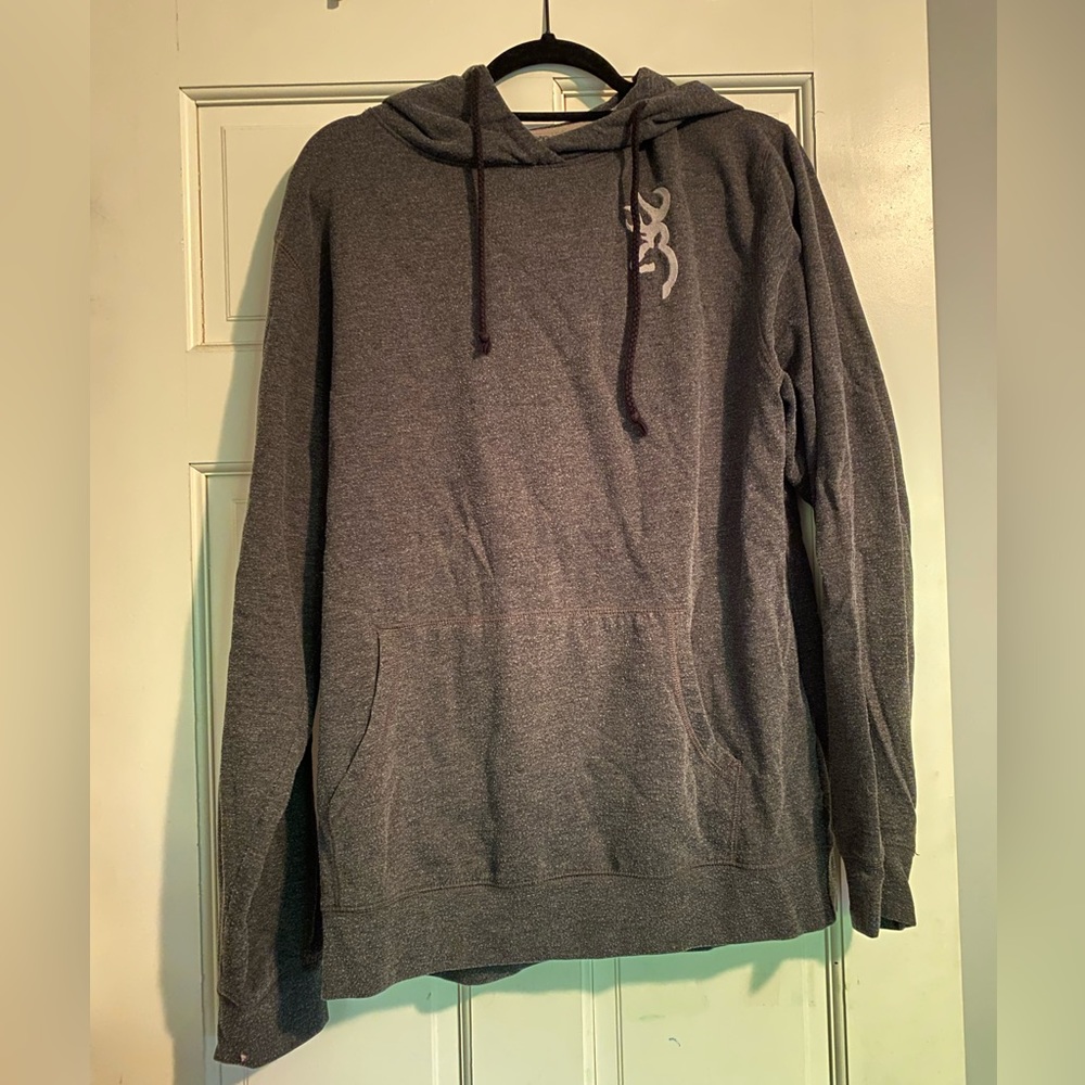A browning hoodie, grey size large.